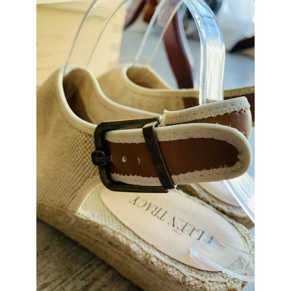 Ellen Tracy Kameo Wedge Espadrille Sandal Slingback Open Toe Designer Natural 9 - Picture 5 of 11
